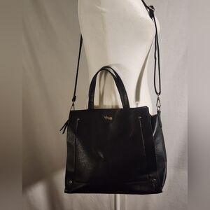 Mathew + Julian Faux Leather Crossbody Black Bag Purse With Handles And Strap